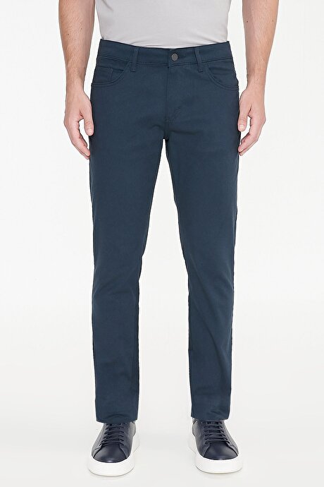 Slim Fit Dar Kesim 5 Cep Pamuklu Esnek Lacivert Chino Pantolon resmi