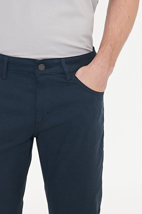 Slim Fit Dar Kesim 5 Cep Pamuklu Esnek Lacivert Chino Pantolon resmi