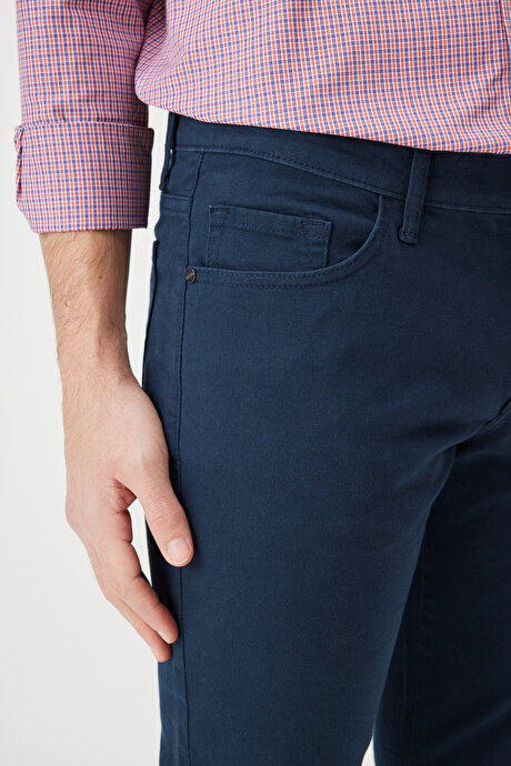 Slim Fit Dar Kesim 5 Cep Pamuklu Esnek Lacivert Chino Pantolon resmi