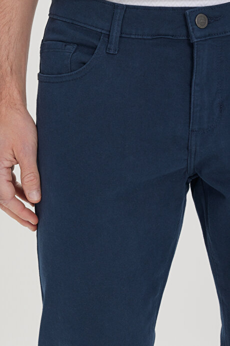 Slim Fit Dar Kesim 5 Cep Pamuklu Esnek Lacivert Chino Pantolon resmi