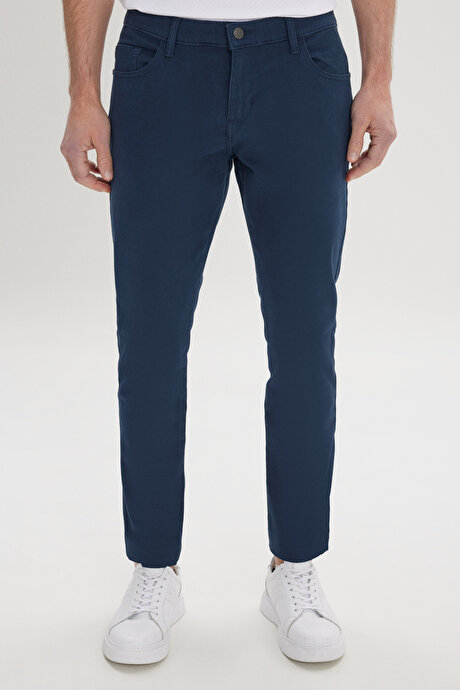 Slim Fit Dar Kesim 5 Cep Pamuklu Esnek Lacivert Chino Pantolon resmi