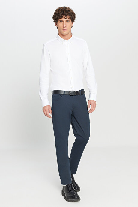 Slim Fit Dar Kesim 5 Cep Pamuklu Esnek Lacivert Chino Pantolon resmi