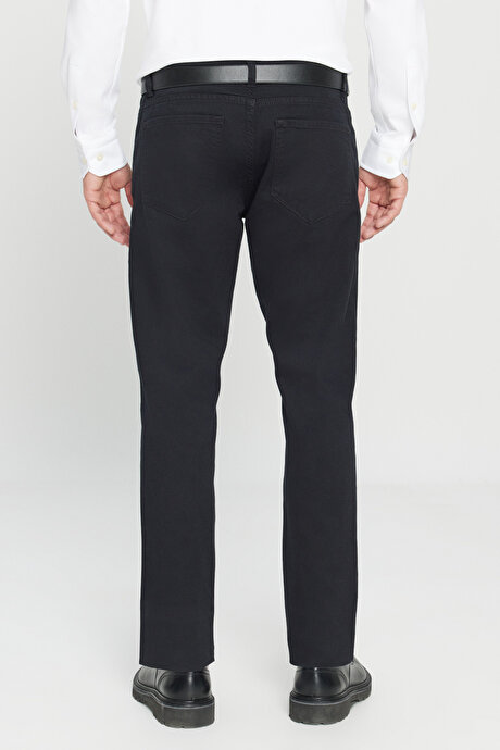 Slim Fit Dar Kesim 5 Cep Pamuklu Esnek Siyah Chino Pantolon resmi