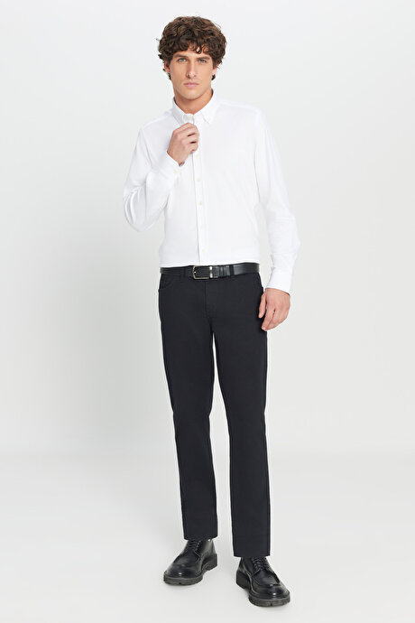 Slim Fit Dar Kesim 5 Cep Pamuklu Esnek Siyah Chino Pantolon resmi