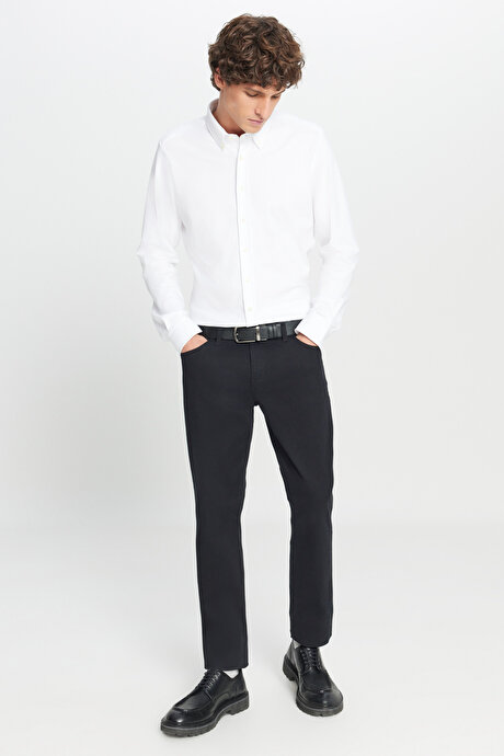 Slim Fit Dar Kesim 5 Cep Pamuklu Esnek Siyah Chino Pantolon resmi