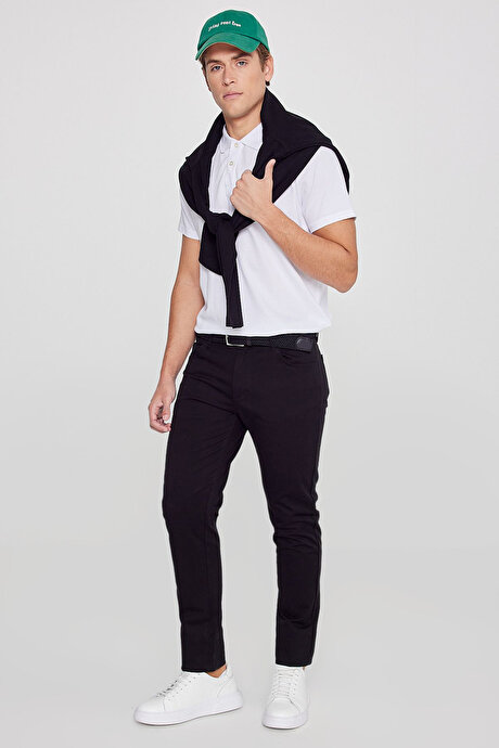 Slim Fit Dar Kesim 5 Cep Pamuklu Esnek Siyah Chino Pantolon resmi