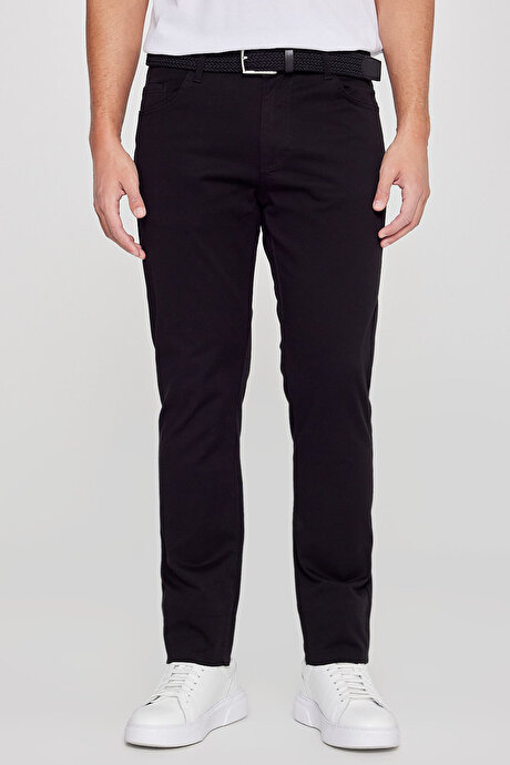 Slim Fit Dar Kesim 5 Cep Pamuklu Esnek Siyah Chino Pantolon resmi
