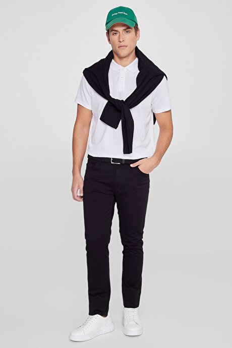 Slim Fit Dar Kesim 5 Cep Pamuklu Esnek Siyah Chino Pantolon resmi
