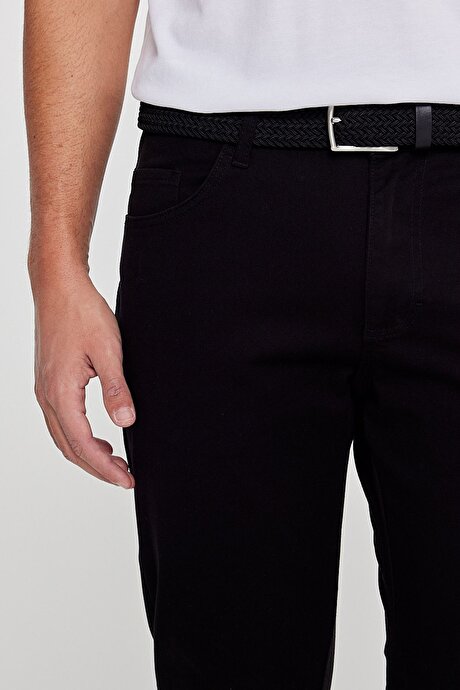 Slim Fit Dar Kesim 5 Cep Pamuklu Esnek Siyah Chino Pantolon resmi