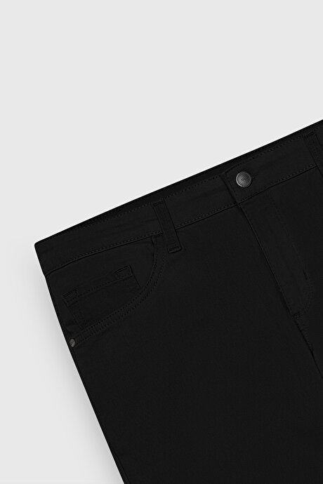 Slim Fit Dar Kesim 5 Cep Pamuklu Esnek Siyah Chino Pantolon resmi