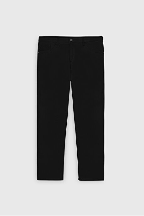 Slim Fit Dar Kesim 5 Cep Pamuklu Esnek Siyah Chino Pantolon resmi