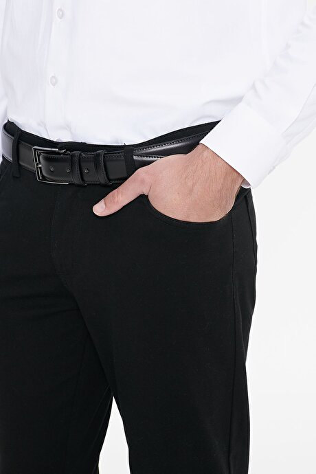 Slim Fit Dar Kesim 5 Cep Pamuklu Esnek Siyah Chino Pantolon resmi