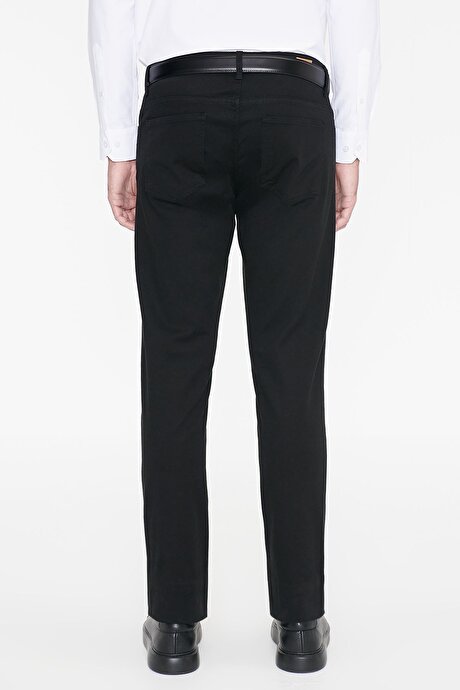 Slim Fit Dar Kesim 5 Cep Pamuklu Esnek Siyah Chino Pantolon resmi