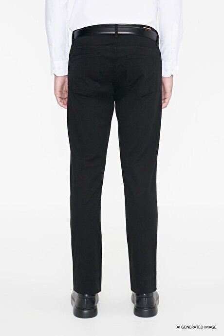 Slim Fit Dar Kesim 5 Cep Pamuklu Esnek Siyah Chino Pantolon resmi