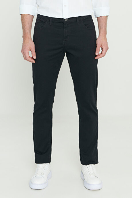 Slim Fit Dar Kesim 5 Cep Pamuklu Esnek Siyah Chino Pantolon resmi