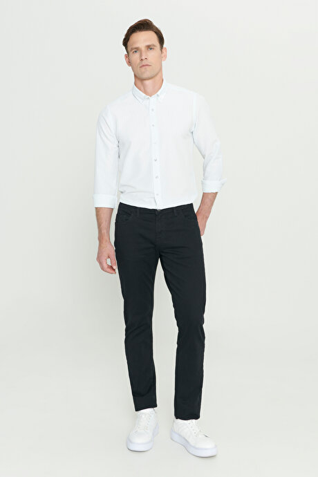 Slim Fit Dar Kesim 5 Cep Pamuklu Esnek Siyah Chino Pantolon resmi