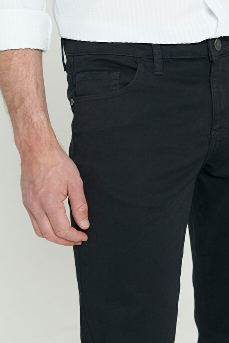 Slim Fit Dar Kesim 5 Cep Pamuklu Esnek Siyah Chino Pantolon resmi