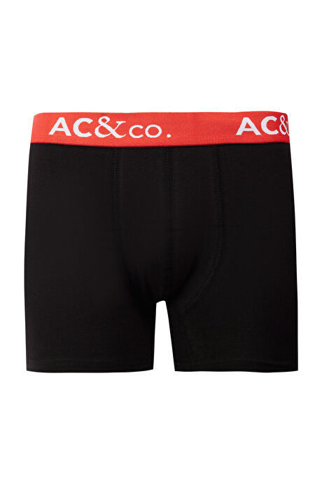 Premium Pamuklu 3'lü Paket Esnek Siyah Boxer resmi