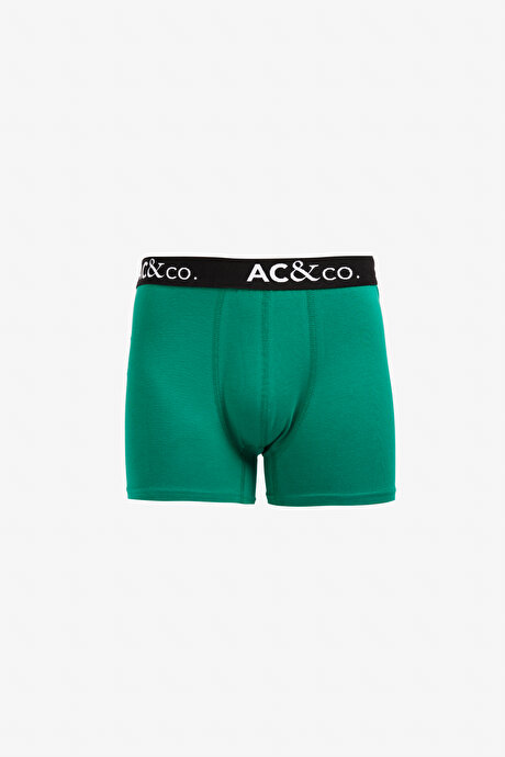 Premium Pamuklu 3'lü Paket Desenli Siyah-Yeşil Boxer resmi