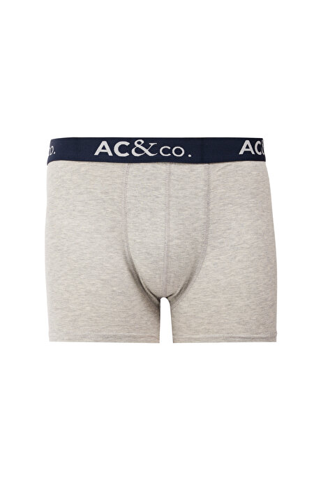 Premium Pamuklu 3'lü Paket Desenli Lacivert-Gri Boxer resmi