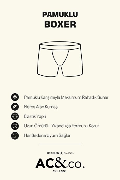 Premium Pamuklu 3'lü Paket Desenli Karışık Boxer resmi