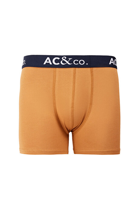 Premium Pamuklu 3'lü Paket Desenli Lacivert-Kahverengi Boxer resmi