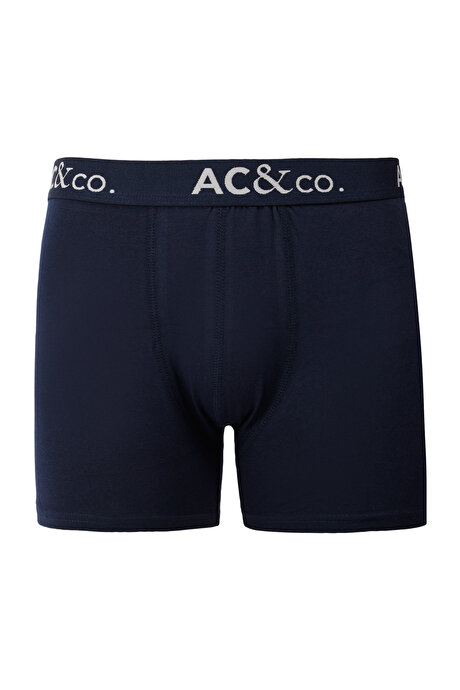 Premium Pamuklu 3'lü Paket Desenli Lacivert-Yeşil Boxer resmi