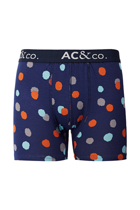 Premium Pamuklu 3'lü Paket Desenli Lacivert-Yeşil Boxer resmi