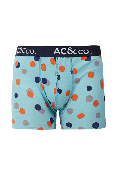 Premium Pamuklu 3'lü Paket Desenli Lacivert-Yeşil Boxer resmi