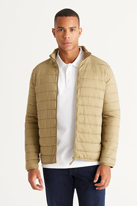 Rüzgar Geçirmez Sıcak Tutan Elyaf Dolgulu Ultra Hafif Standart Fit Şişme Yeşil Mont resmi