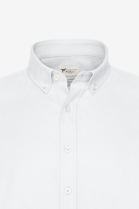 2'li Paket Pamuklu Kolay Ütülenebliir Slim Fit Dar Kesim Düğmeli Yaka Oxford Siyah-Beyaz Gömlek resmi