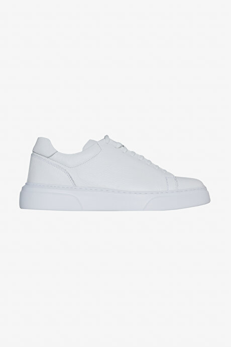 %100 Deri Rahat Taban Esnek Sneaker Beyaz Ayakkabı resmi