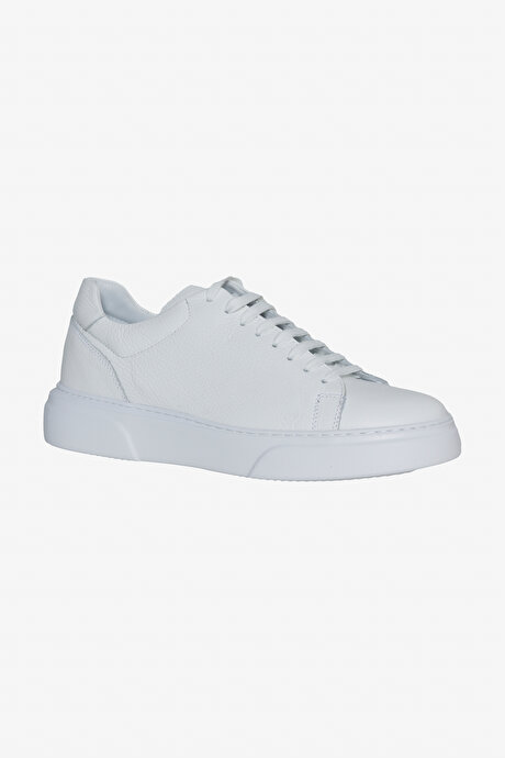 %100 Deri Rahat Taban Esnek Sneaker Beyaz Ayakkabı resmi