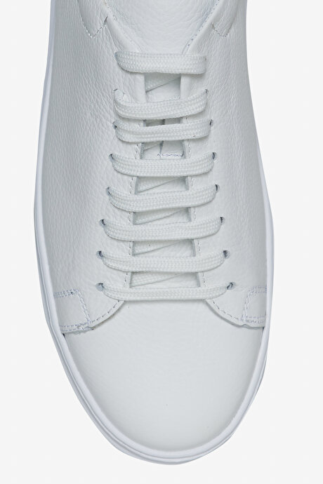 %100 Deri Rahat Taban Esnek Sneaker Beyaz Ayakkabı resmi