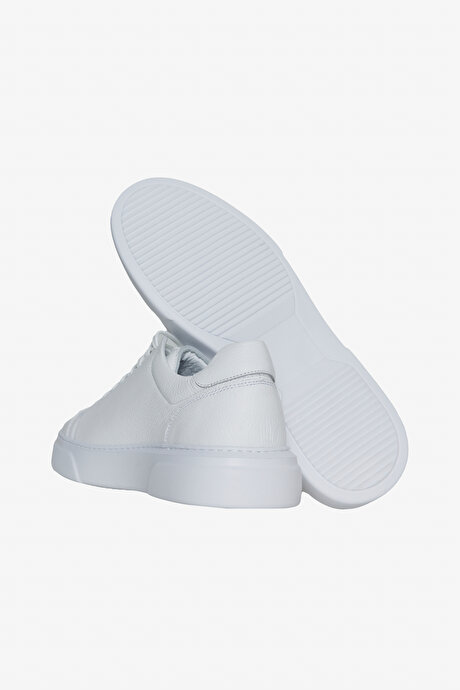 %100 Deri Rahat Taban Esnek Sneaker Beyaz Ayakkabı resmi