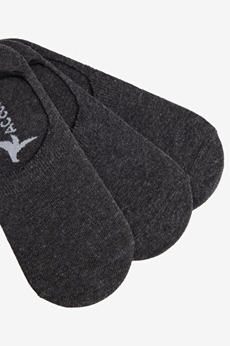 Pamuklu 5'li Paket Esnek Sneaker Gri Çorap resmi