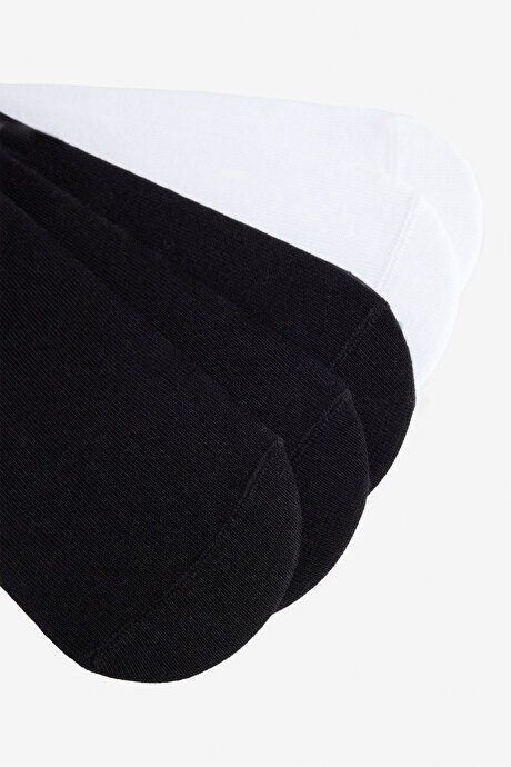 Pamuklu 5'li Paket Esnek Sneaker Siyah-Beyaz Çorap resmi