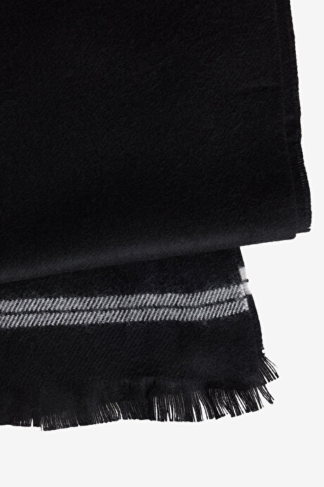 Sıcak Tutan Desenli Triko Siyah-Gri Atkı resmi