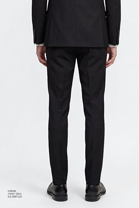 Slim Fit Dar Kesim Mono Yaka Siyah Takım Elbise resmi