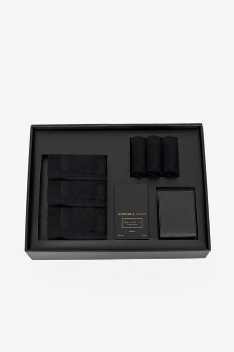 Özel Hediye Kutulu 3'lü Boxer-Parfüm(100 ml)-Cüzdan-3'lü Çorap Siyah Set resmi