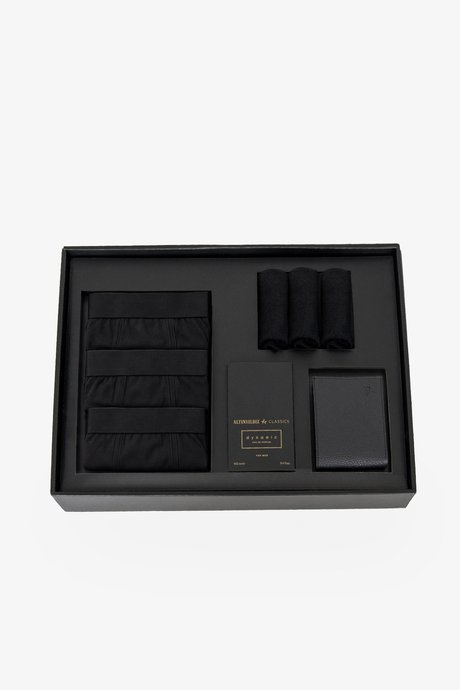 Özel Hediye Kutulu 3'lü Boxer-Parfüm(100 ml)-Cüzdan-3'lü Çorap Siyah Set resmi