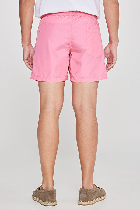Standart Fit Normal Kesim Cepli Hızlı Kuruyan Desenli Pembe Mayo Deniz Şortu resmi