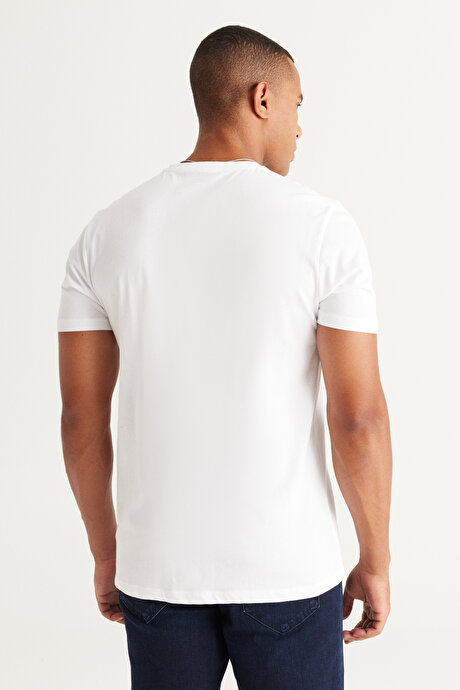 2'li Slim Fit Dar Kesim V Yaka %100 Pamuk Siyah-Beyaz Tişört Paketi resmi