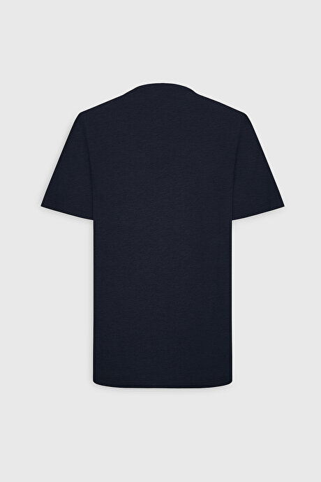 Slim Fit Dar Kesim V Yaka 2'li Lacivert Tişört Paketi resmi