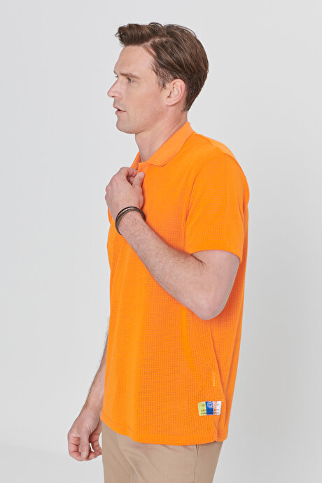 Regular Fit Rahat Kesim Polo Yaka Turuncu Tişört resmi