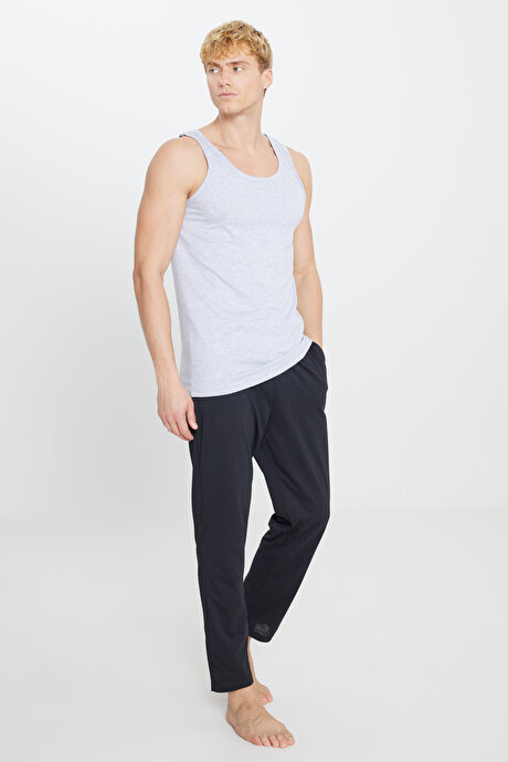 Premium Pamuklu 2'li Paket Gri Melanj Atlet Paketi resmi