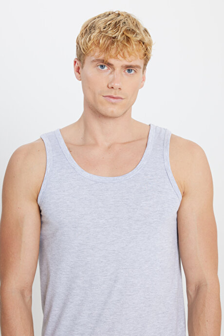 Premium Pamuklu 2'li Paket Gri Melanj Atlet Paketi resmi