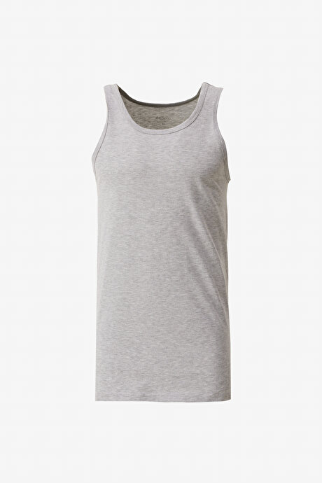 Premium Pamuklu 2'li Paket Gri Melanj Atlet Paketi resmi