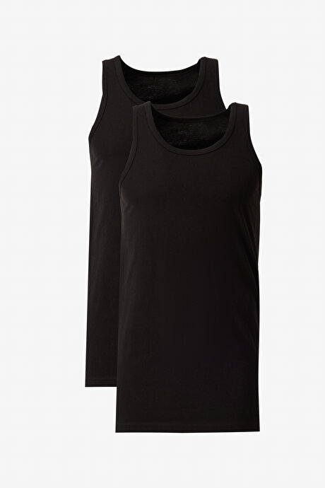 Premium %100 Pamuk 2'li Paket Siyah Atlet Paketi resmi