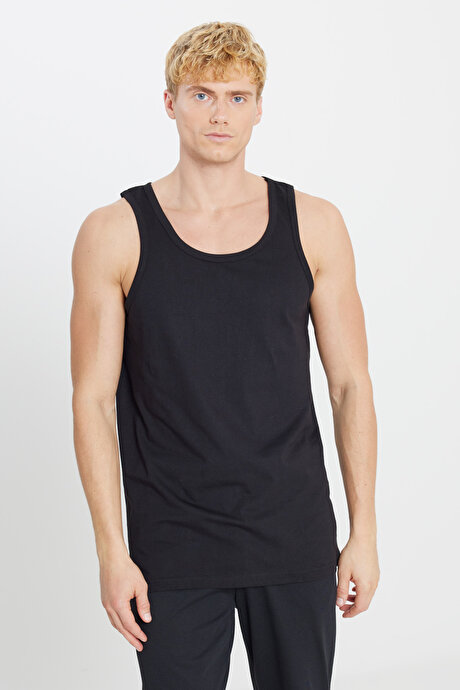 Premium %100 Pamuk 2'li Paket Siyah Atlet Paketi resmi